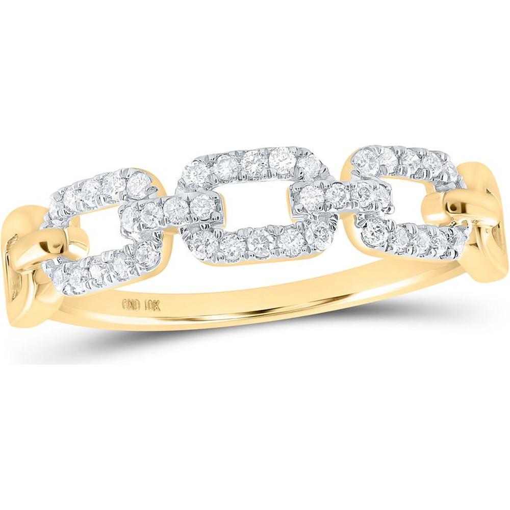 GND 10K Yellow Gold Stackable Band Ring with Prong-Set Round Diamonds - 0.19 Carat Total Diamond Weight