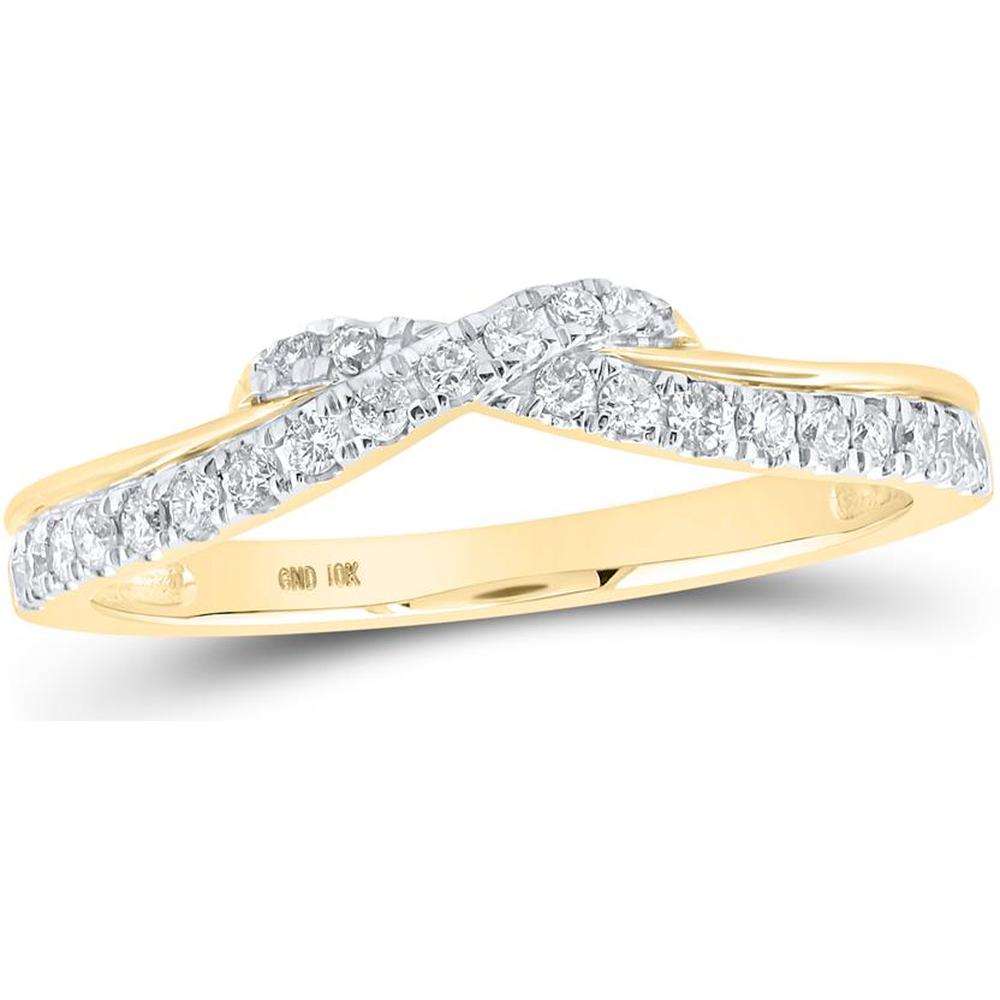 GND 10K Yellow Gold Stackable Band Ring with Prong-Set Round Diamonds - 1/4 Total Carat Weight