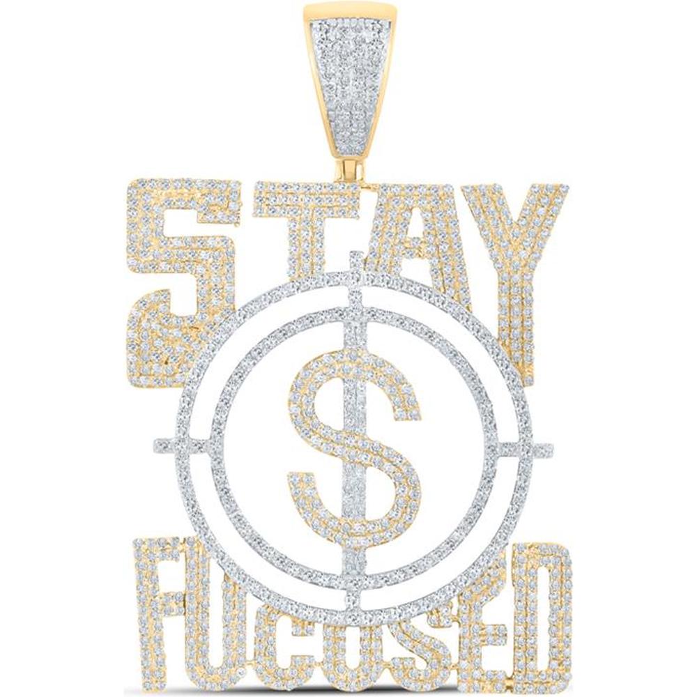 GND 10K Yellow Gold Stay Focused Diamond Pendant with Prong-Set Round Diamonds - 2.76 Carat Total Carat Weight
