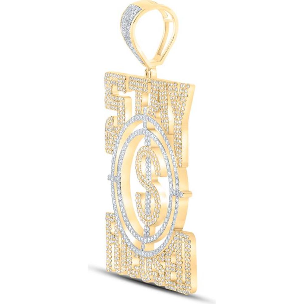 GND 10K Yellow Gold Stay Focused Diamond Pendant with Prong-Set Round Diamonds - 2.76 Carat Total Carat Weight