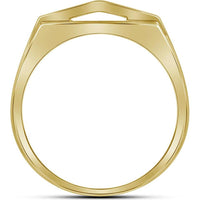 GND 10K Yellow Gold Symmetrical Arched Square Ring with Pavé-Set Round Diamonds - 1/3 Total Carat Weight