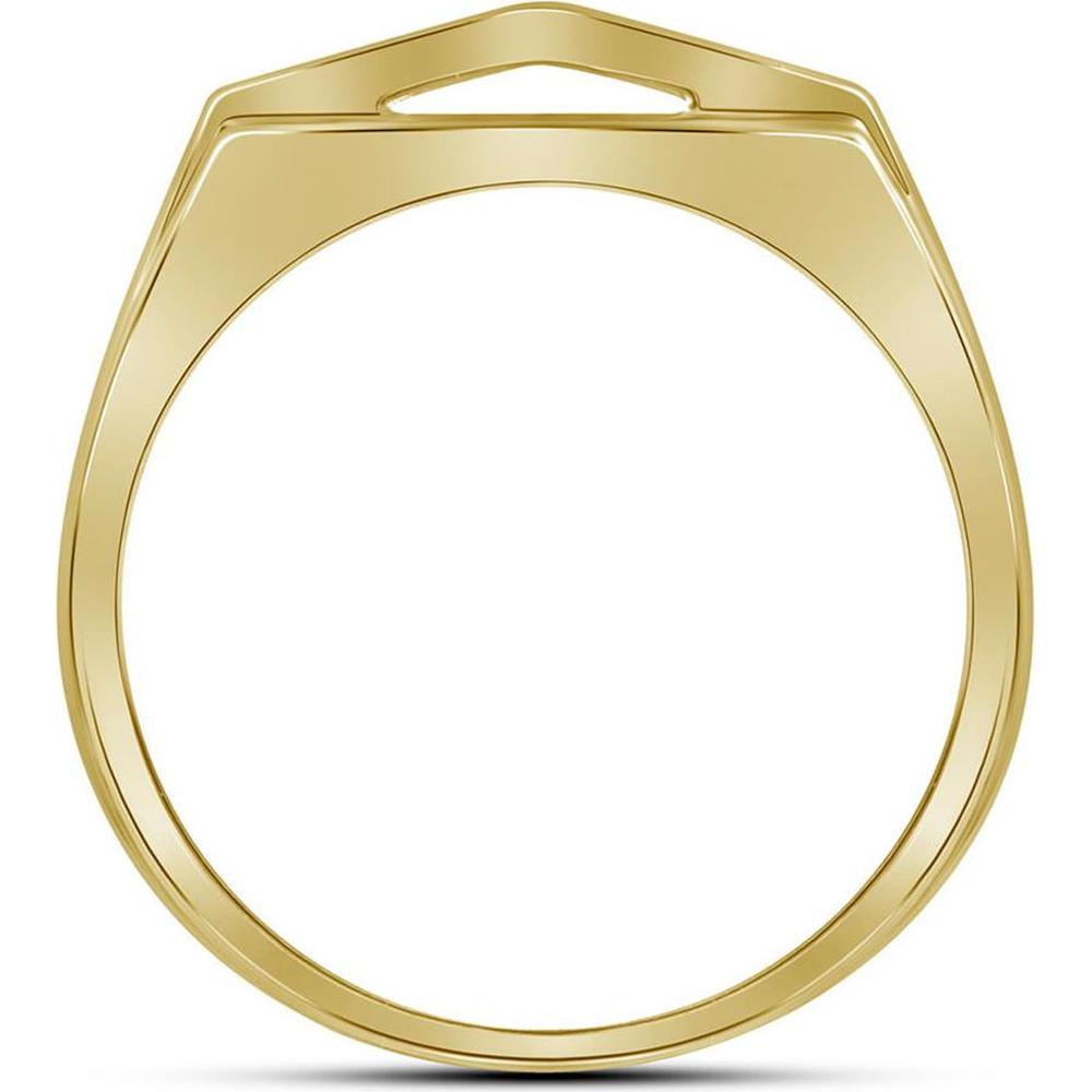 GND 10K Yellow Gold Symmetrical Arched Square Ring with Pavé-Set Round Diamonds - 1/3 Total Carat Weight