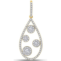 GND 10K Yellow Gold Teardrop Pendant with Prong and Pave-Set Round Diamonds - 1/2 Carat Total Diamond Weight