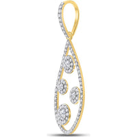 GND 10K Yellow Gold Teardrop Pendant with Prong and Pave-Set Round Diamonds - 1/2 Carat Total Diamond Weight