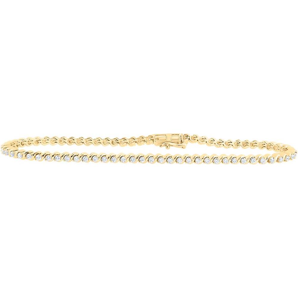 GND 10K Yellow Gold Tennis Bracelet with Prong-Set Round Diamonds - 1 Carat Total Diamond Weight
