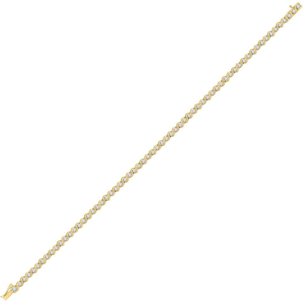 GND 10K Yellow Gold Tennis Bracelet with Prong-Set Round Diamonds - 1 Carat Total Diamond Weight