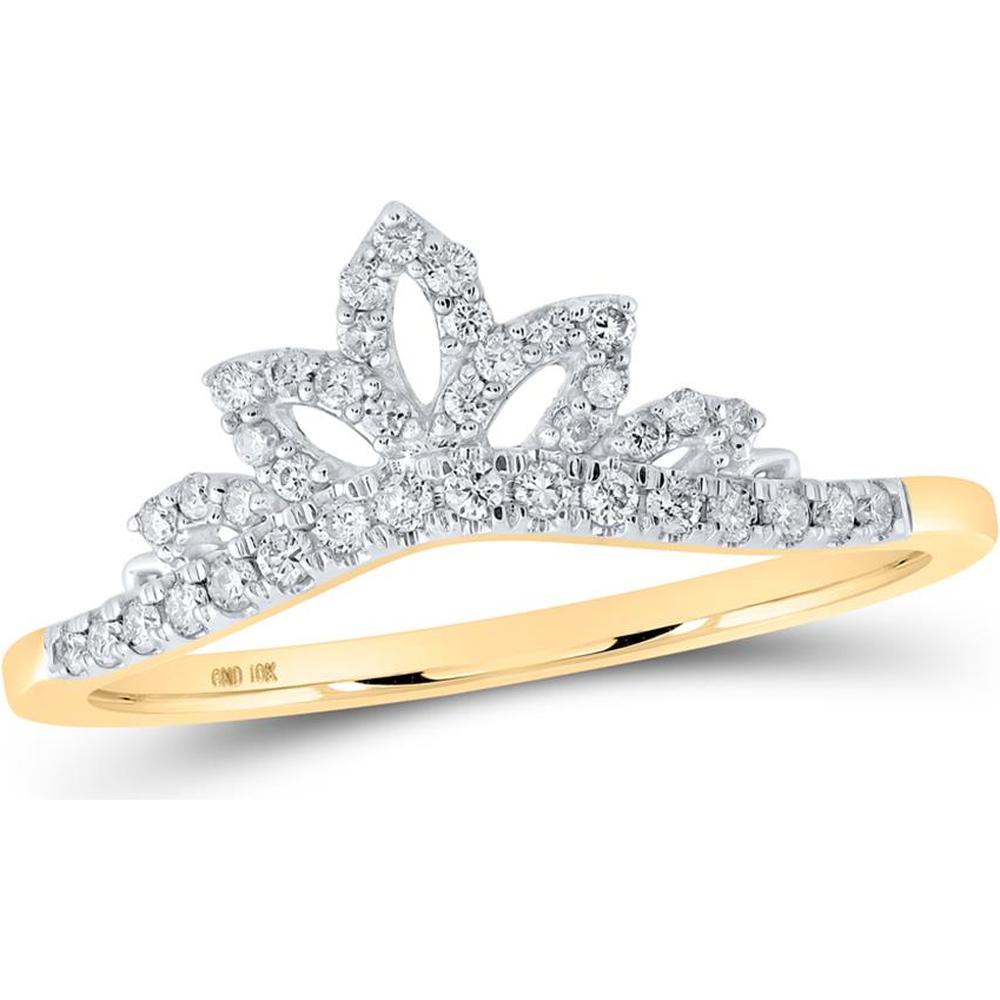 GND 10K Yellow Gold Tiara-Style Diamond Ring Guard Enhancer Wedding Band - 1/5 Carat Total Diamond Weight