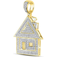 GND 10K Yellow Gold Trap House Pendant with Pave-Set Round Diamonds - 0.77 Carat Total Diamond Weight