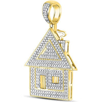 GND 10K Yellow Gold Trap House Pendant with Pave-Set Round Diamonds - 0.77 Carat Total Diamond Weight