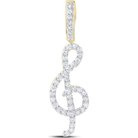 GND 10K Yellow Gold Treble Note Pendant with Prong-Set Round Diamonds - 3/8 Carat Total Weight