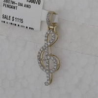 GND 10K Yellow Gold Treble Note Pendant with Prong-Set Round Diamonds - 3/8 Carat Total Weight