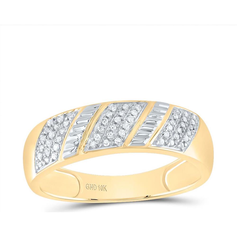 GND 10K Yellow Gold Two-Tone Round Diamond Cluster Matching Wedding Ring Set - 1/2 Carat Total Diamond Weight