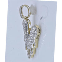 GND 10K Yellow Gold V Letter Charm Pendant with Pave-Set Round Diamonds - 0.55 Carat Total Diamond Weight