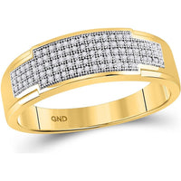 GND 10K Yellow Gold Wedding Ring Set with Pave-Set Round Diamonds and Square Design - 1/2 Total Carat Weight