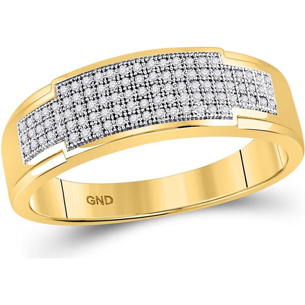 GND 10K Yellow Gold Wedding Ring Set with Pave-Set Round Diamonds and Square Design - 1/2 Total Carat Weight