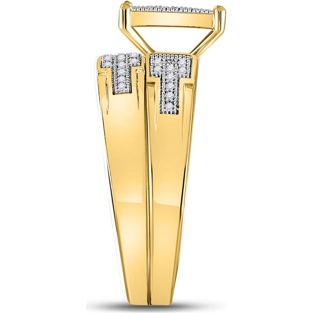 GND 10K Yellow Gold Wedding Ring Set with Pave-Set Round Diamonds and Square Design - 1/2 Total Carat Weight