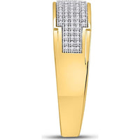 GND 10K Yellow Gold Wedding Ring Set with Pave-Set Round Diamonds and Square Design - 1/2 Total Carat Weight