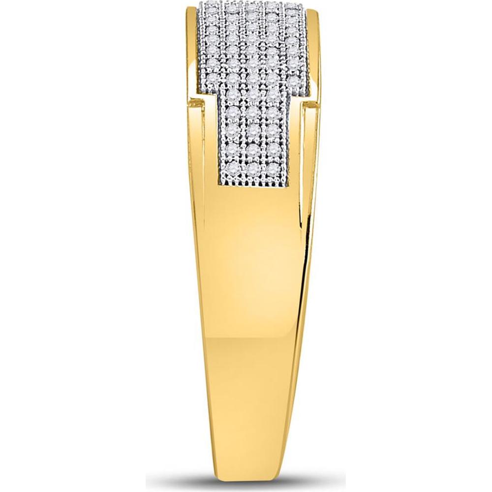GND 10K Yellow Gold Wedding Ring Set with Pave-Set Round Diamonds and Square Design - 1/2 Total Carat Weight
