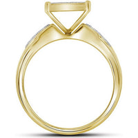 GND 10K Yellow Gold Wedding Ring Set with Pave-Set Round Diamonds and Square Design - 1/2 Total Carat Weight