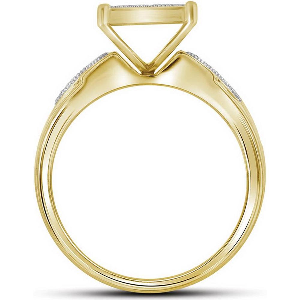 GND 10K Yellow Gold Wedding Ring Set with Pave-Set Round Diamonds and Square Design - 1/2 Total Carat Weight