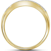 GND 10K Yellow Gold Wedding Ring Set with Pave-Set Round Diamonds and Square Design - 1/2 Total Carat Weight