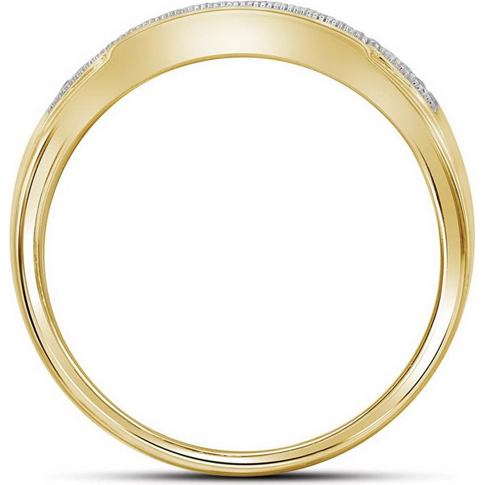 GND 10K Yellow Gold Wedding Ring Set with Pave-Set Round Diamonds and Square Design - 1/2 Total Carat Weight