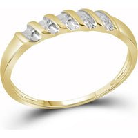 GND 10K Yellow Gold Wedding Ring Set with Prong-Set Round Diamond Cluster - 1/10 Total Carat Weight