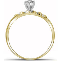 GND 10K Yellow Gold Wedding Ring Set with Prong-Set Round Diamond Cluster - 1/10 Total Carat Weight