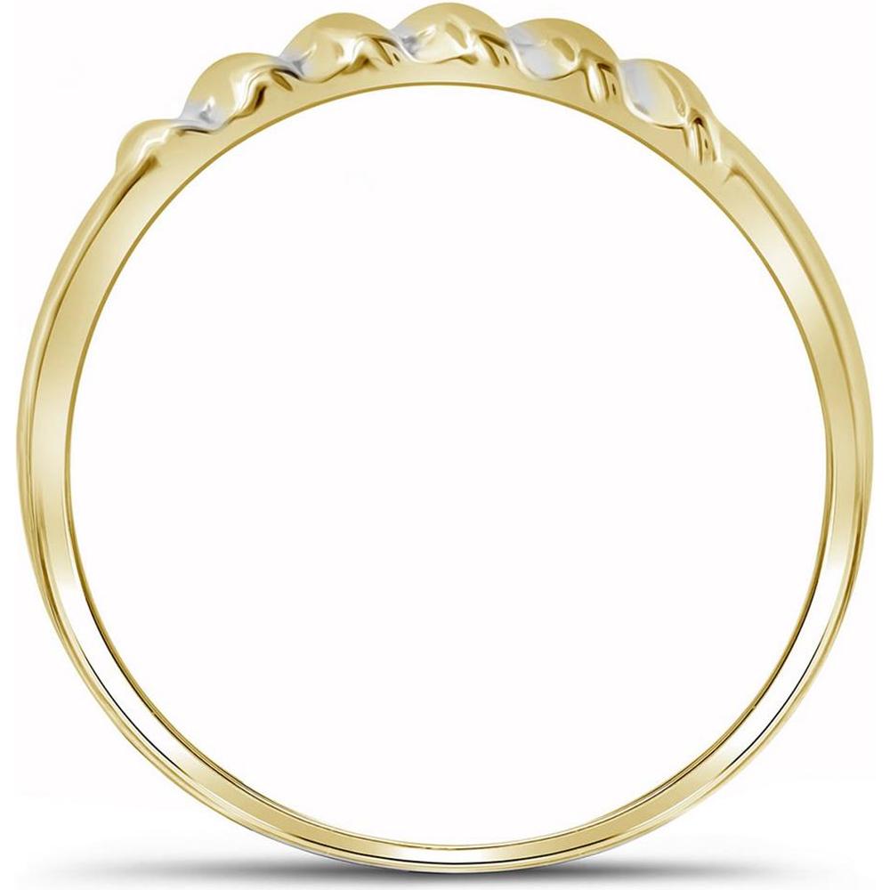 GND 10K Yellow Gold Wedding Ring Set with Prong-Set Round Diamond Cluster - 1/10 Total Carat Weight
