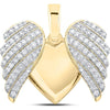 GND 10K Yellow Gold Wing Heart Pendant with Prong-Set Round Diamonds - 1.00 Carat Total Diamond Weight