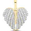 GND 10K Yellow Gold Wing Heart Pendant with Prong-Set Round Diamonds - 1.00 Carat Total Diamond Weight