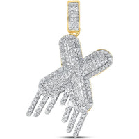 GND 10K Yellow Gold X Drip Letter Pendant with Pave Set Round Diamonds - 0.60 Carat Total Diamond Weight