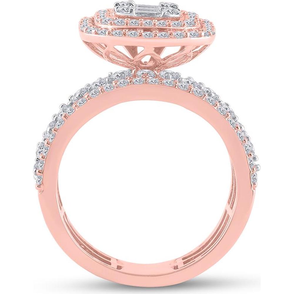 GND 14K Rose Gold Baguette and Pear Diamond Bridal Wedding Ring Set with 3.5 Carat Total Diamond Weight