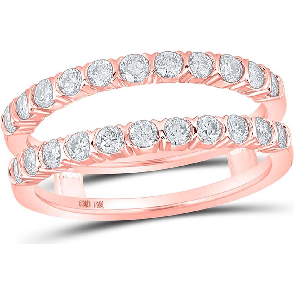 GND 14K Rose Gold Diamond Ring Guard Enhancer with Prong-Set Round Diamonds - 0.92 Carat Total Diamond Weight