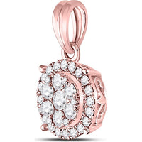 GND 14K Rose Gold Halo Cluster Pendant with Pave-Set and Illusion-Set Round Diamonds - 1/2 Carat Total Diamond Weight
