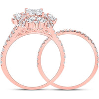 GND 14K Rose Gold Princess Marquise Diamond Bridal Wedding Ring Set - 1.75 Carat Total Diamond Weight