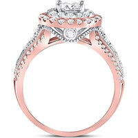 GND 14K Rose Gold Round Diamond Solitaire Halo Engagement Ring with Illusion Setting and Pave Diamonds – 1.25 Carat Total Diamond Weight