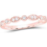 GND 14K Rose Gold Stackable Band Ring with Prong-Set Round Diamonds - 0.10 Carat Total Diamond Weight