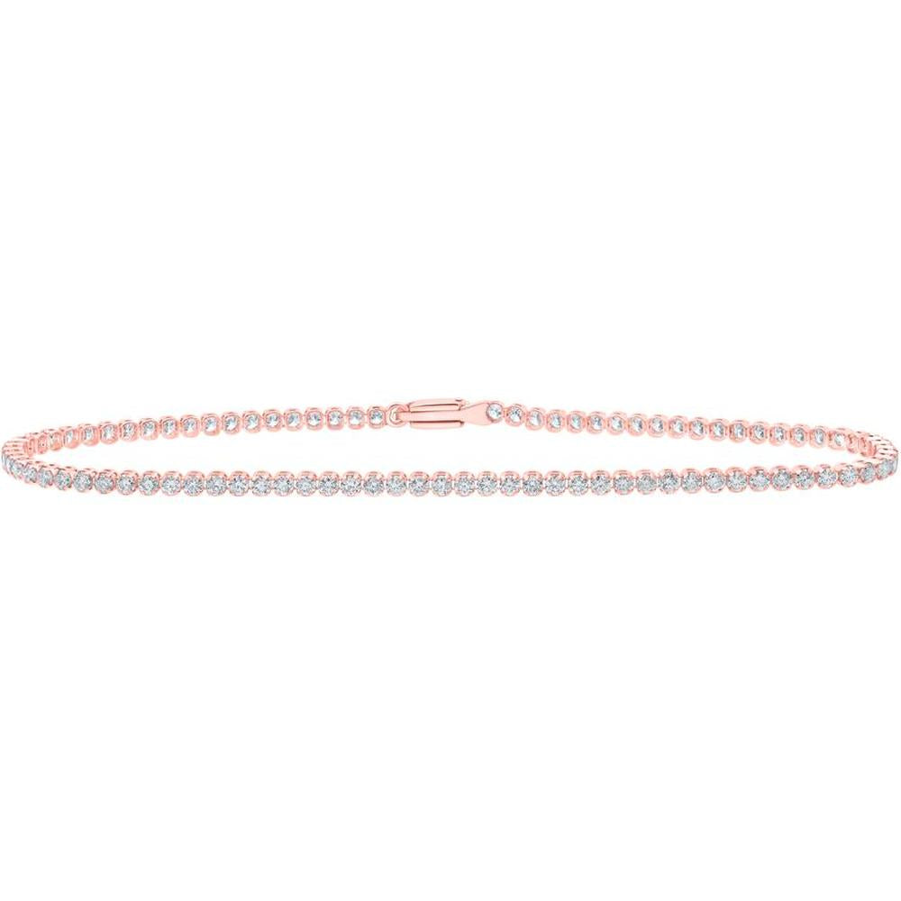 GND 14K Rose Gold Tennis Bracelet with Prong-Set Round Diamonds - 2.21 Carat Total Diamond Weight