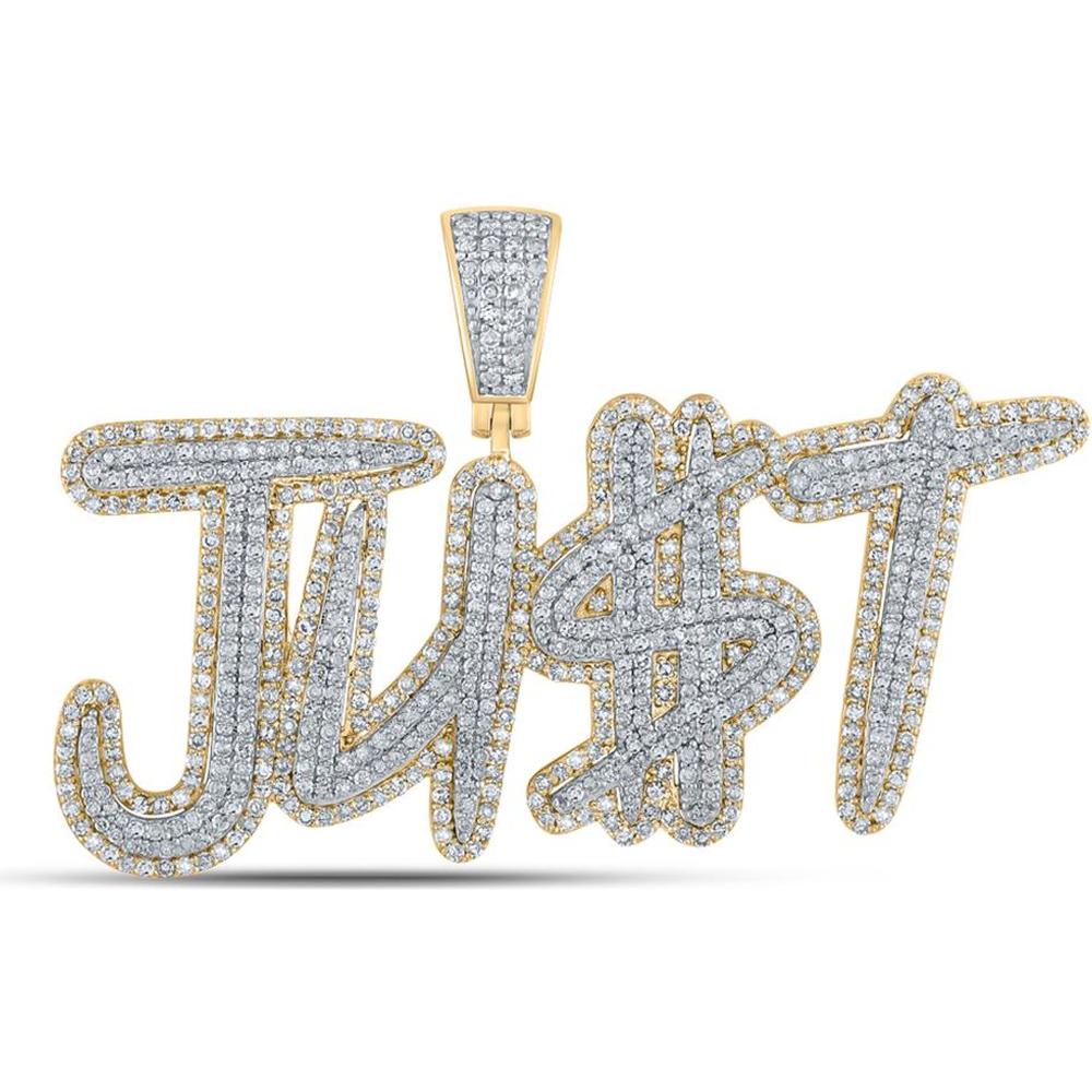 GND 14K Two-Tone Gold 2.59 Carat Total Round Diamond "Ju$T" Charm Pendant