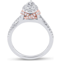 GND 14K Two-Tone Gold Bridal Set with Pear-Shaped Diamond and Round Prong-Set Diamonds - 1.00 Carat Total Diamond Weight