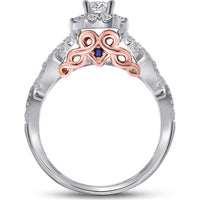 GND 14K Two-Tone Gold Bridal Wedding Ring Set with 1.00 Carat Total Weight Round Diamonds