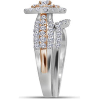 GND 14K Two-Tone Gold Bridal Wedding Ring Set with 1.5 Total Carat Weight of Round Diamonds