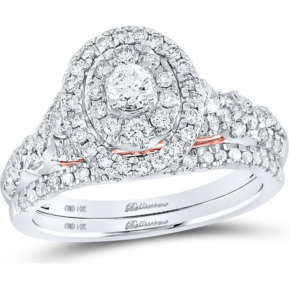 GND 14K Two-Tone Gold Diamond Bridal Wedding Ring Set with 1 Carat Total Weight