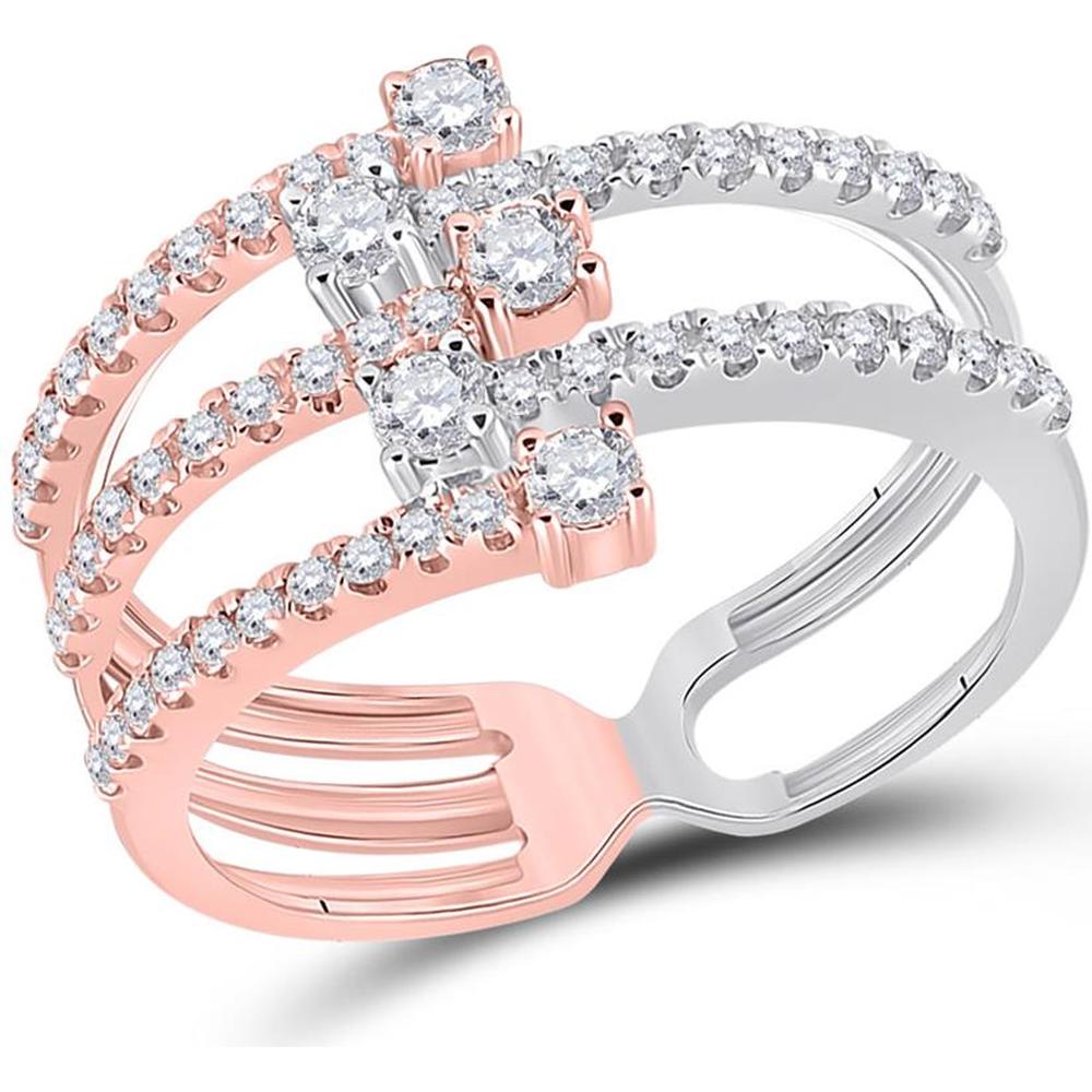 GND 14K Two-Tone Gold Modern Fashion Ring with Prong-Set Round Diamonds - 0.57 Carat Total Diamond Weight