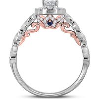 GND 14K Two-Tone Gold Oval Diamond Halo Engagement Ring with Prong-Set Round Diamonds – 0.73 Carat Total Diamond Weight