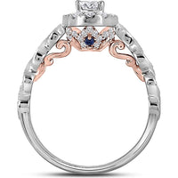 GND 14K Two-Tone Gold Oval Diamond Halo Engagement Ring with Prong-Set Round Diamonds – 0.73 Carat Total Diamond Weight