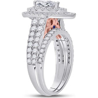 GND 14K Two-Tone Gold Pear Diamond Bridal Wedding Ring Set with 2.00 Carat Total Diamond Weight