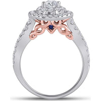 GND 14K Two-Tone Gold Pear Diamond Bridal Wedding Ring Set with 2.00 Carat Total Diamond Weight