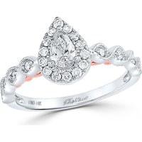 GND 14K Two-Tone Gold Pear-Shaped Diamond Solitaire Bridal Engagement Ring with Twisted Band – 3/4 Carat Total Diamond Weight